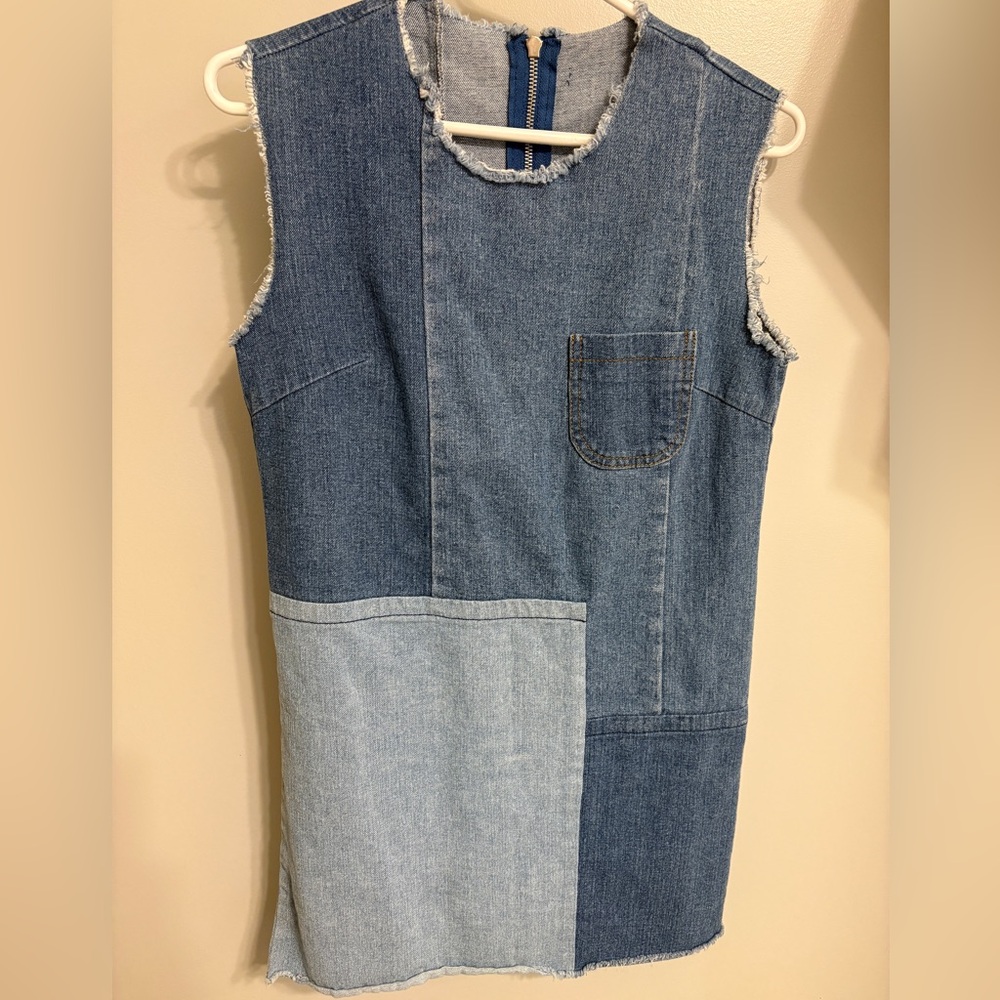 Denim Patchwork Sleeveless Dress